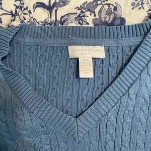 Charter Club Petite Small Blue V Neck Sweater